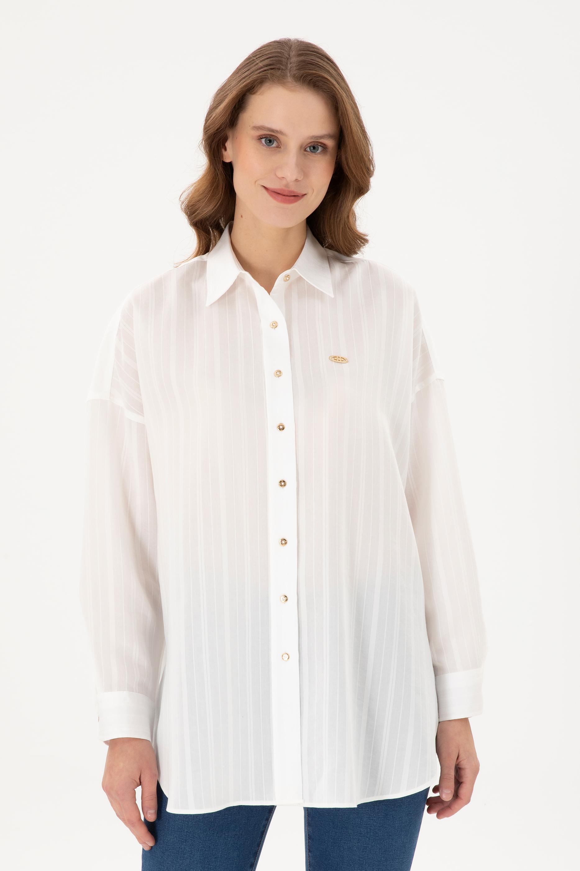 Kadın Beyaz Uzun Kollu Gömlek