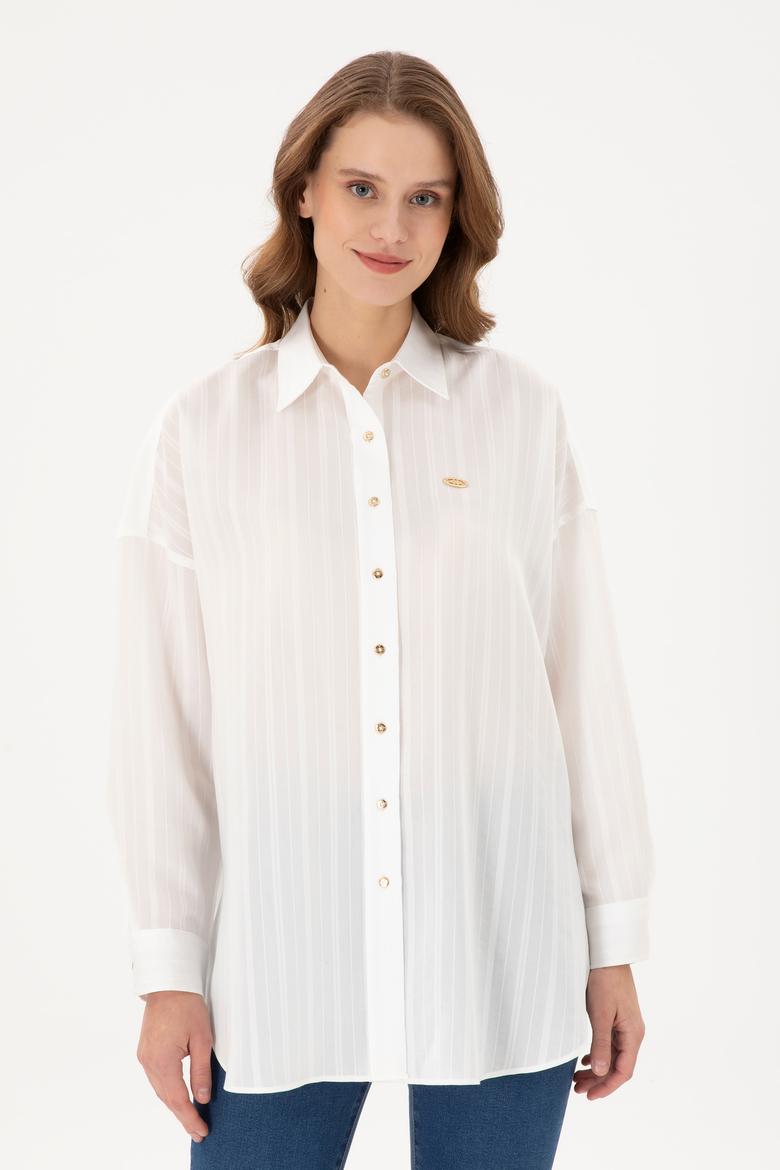 Kadın Beyaz Uzun Kollu Gömlek