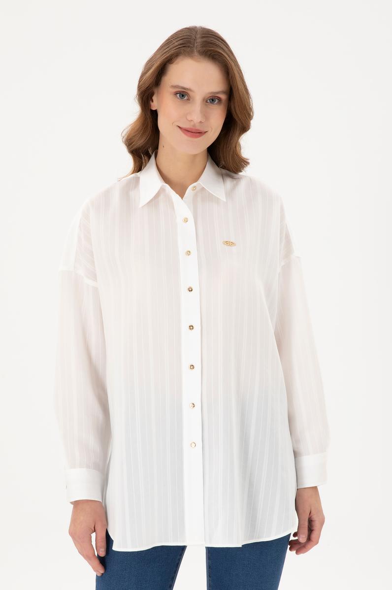 Kadın Beyaz Uzun Kollu Gömlek
