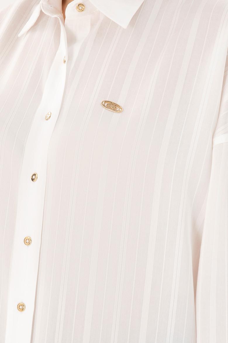 Kadın Beyaz Uzun Kollu Gömlek - 50289994006