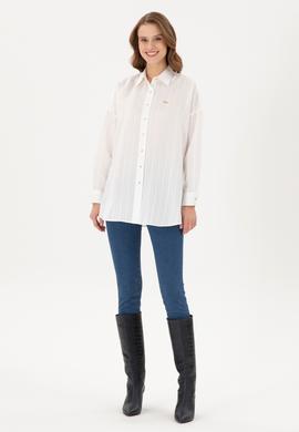 Kadın Beyaz Uzun Kollu Gömlek - 50289994006