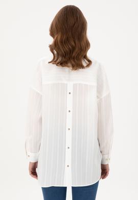 Kadın Beyaz Uzun Kollu Gömlek - 50289994006