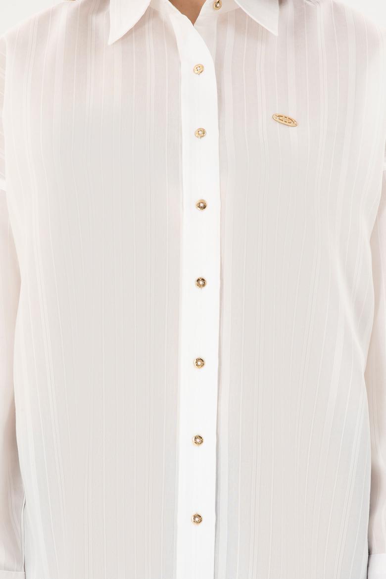 Kadın Beyaz Uzun Kollu Gömlek - 50289994006