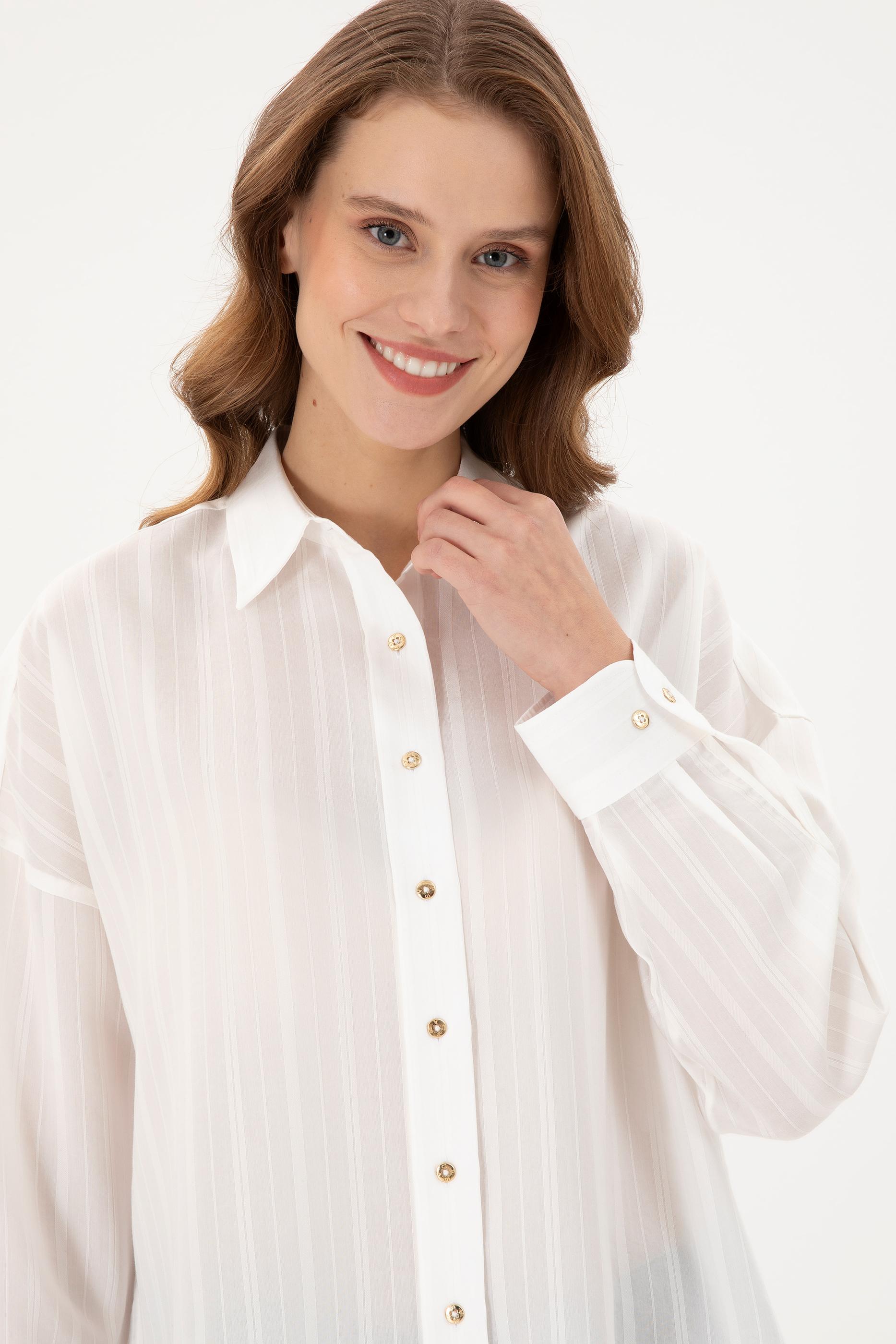 Kadın Beyaz Uzun Kollu Gömlek