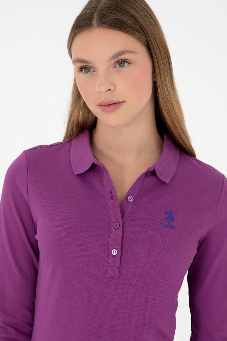 Kadın Menekşe Basic Polo Yaka Sweatshirt