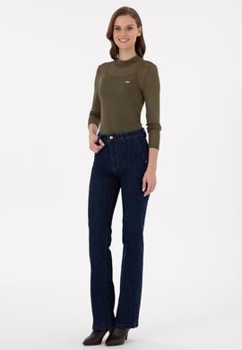 Kadın Haki Balıkçı Yaka Sweatshirt - 50271616007