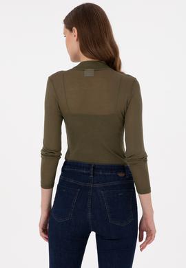 Kadın Haki Balıkçı Yaka Sweatshirt - 50271616007