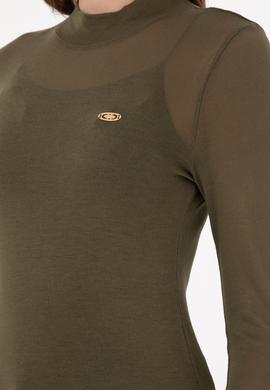 Kadın Haki Balıkçı Yaka Sweatshirt - 50271616007