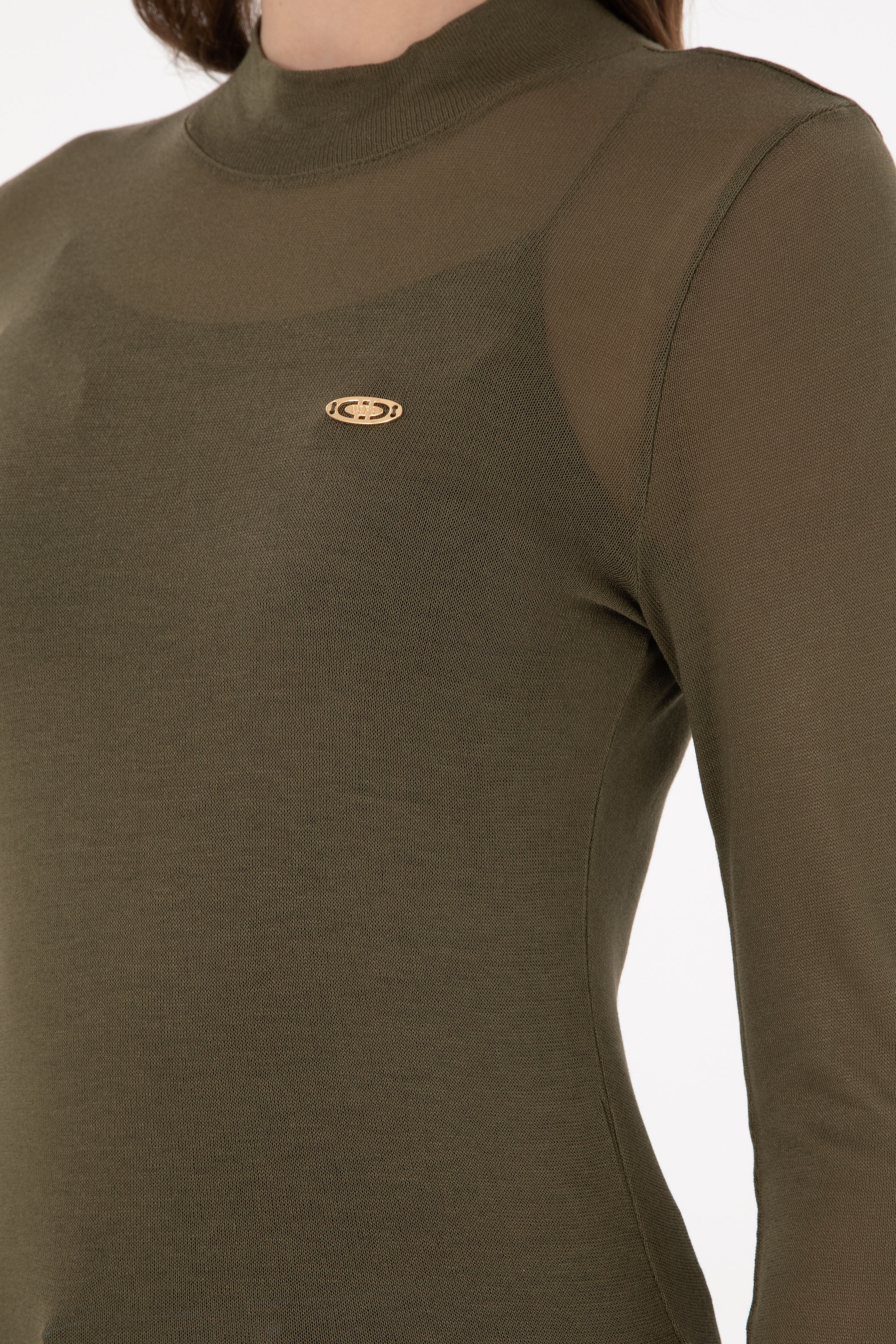 Kadın Haki Balıkçı Yaka Sweatshirt - Image 7