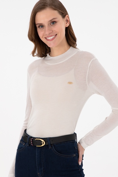 Kadın Taş Balıkçı Yaka Sweatshirt