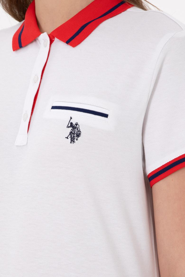 Kadın Beyaz Polo Yaka Tişört - 50285842014