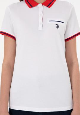 Kadın Beyaz Polo Yaka Tişört - 50285842014