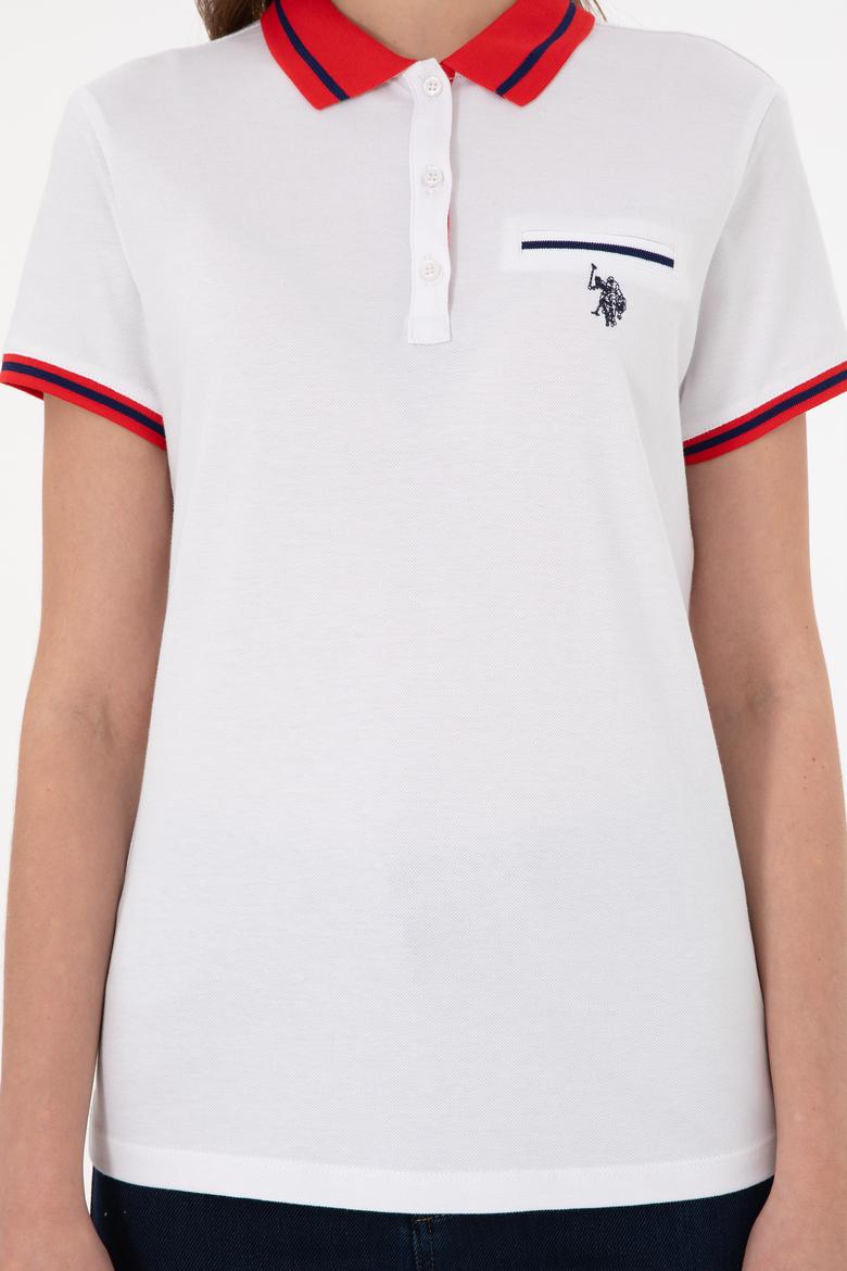 Kadın Beyaz Polo Yaka Tişört - 50285842014