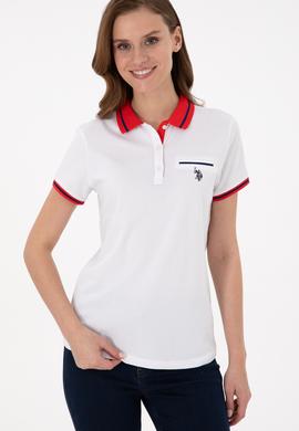 Kadın Beyaz Polo Yaka Tişört - 50285842014