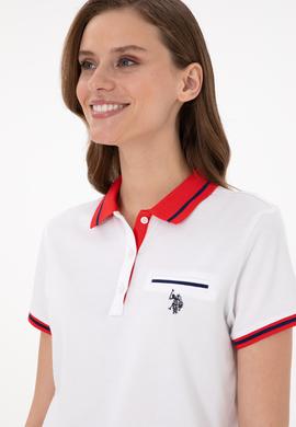 Kadın Beyaz Polo Yaka Tişört - 50285842014