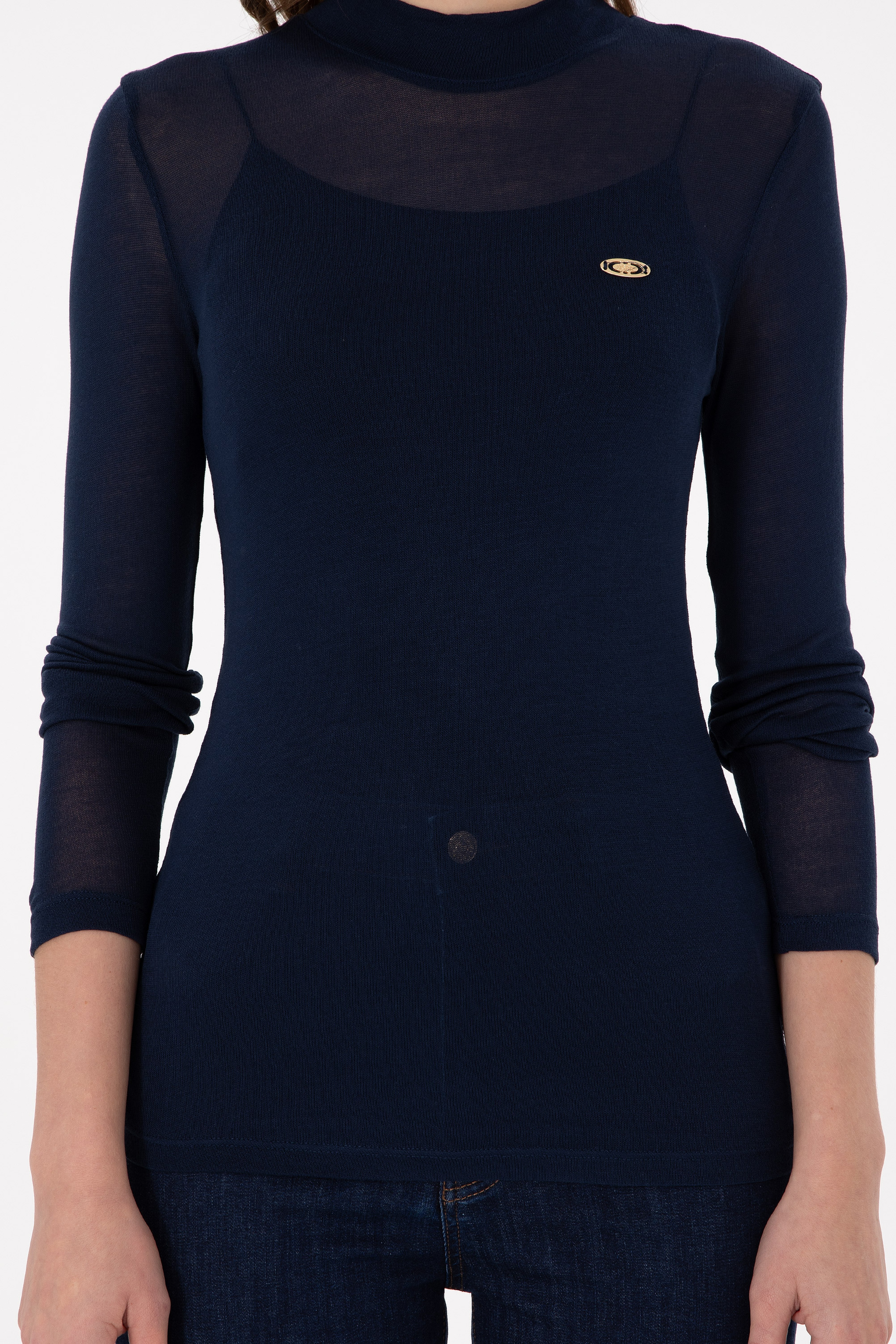Kadın Lacivert Balıkçı Yaka Sweatshirt