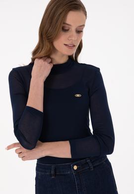 Kadın Lacivert Balıkçı Yaka Sweatshirt - 50271616023