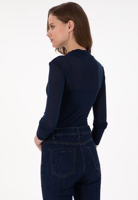 Kadın Lacivert Balıkçı Yaka Sweatshirt - 50271616023