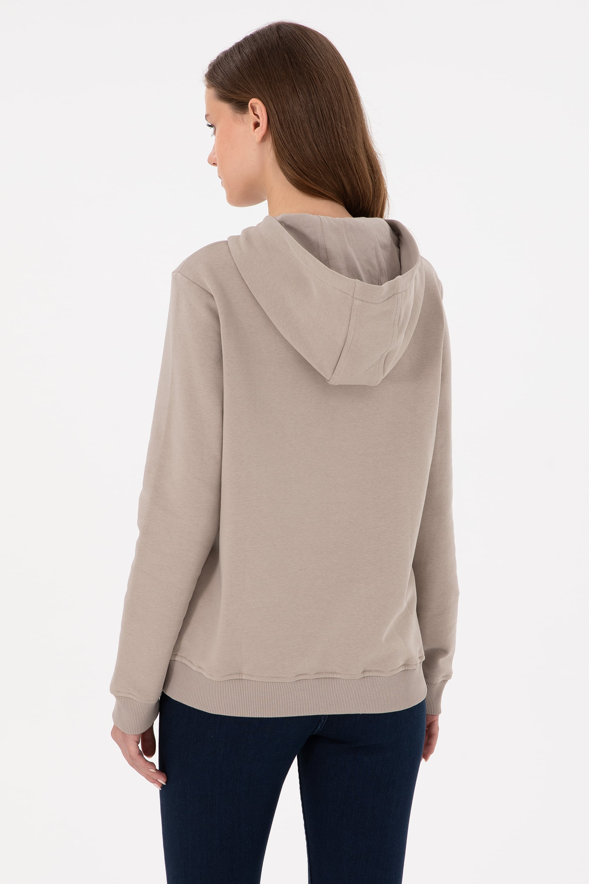 Kadın Taş Kapüşonlu Sweatshirt - Image 5