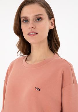 Kadın Pudra Bisiklet Yaka Sweatshirt - 50264830013