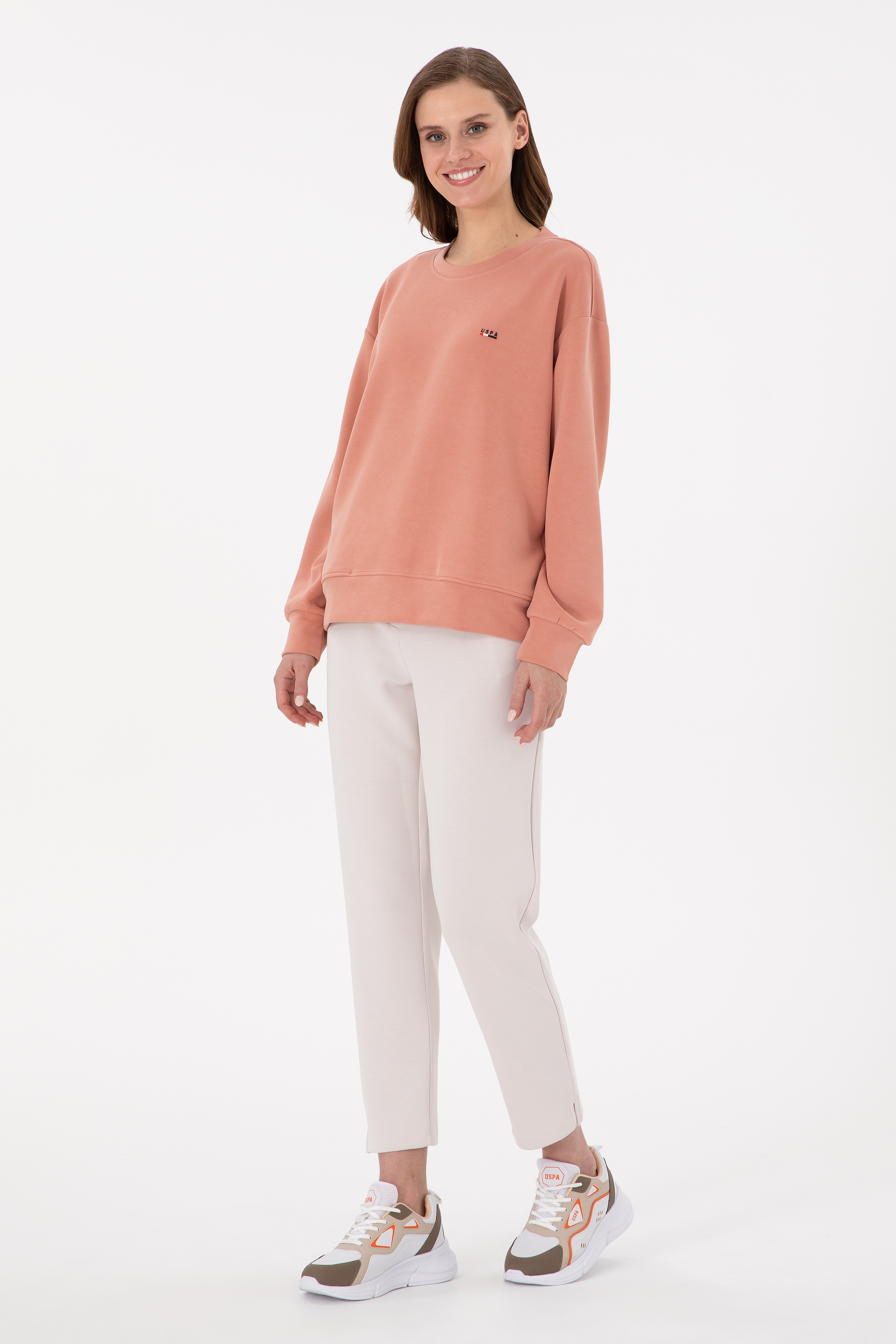 Kadın Pudra Bisiklet Yaka Sweatshirt - Image 4