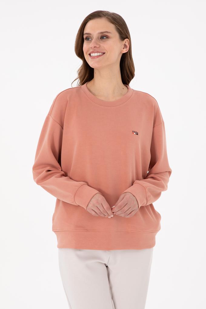 Kadın Pudra Bisiklet Yaka Sweatshirt