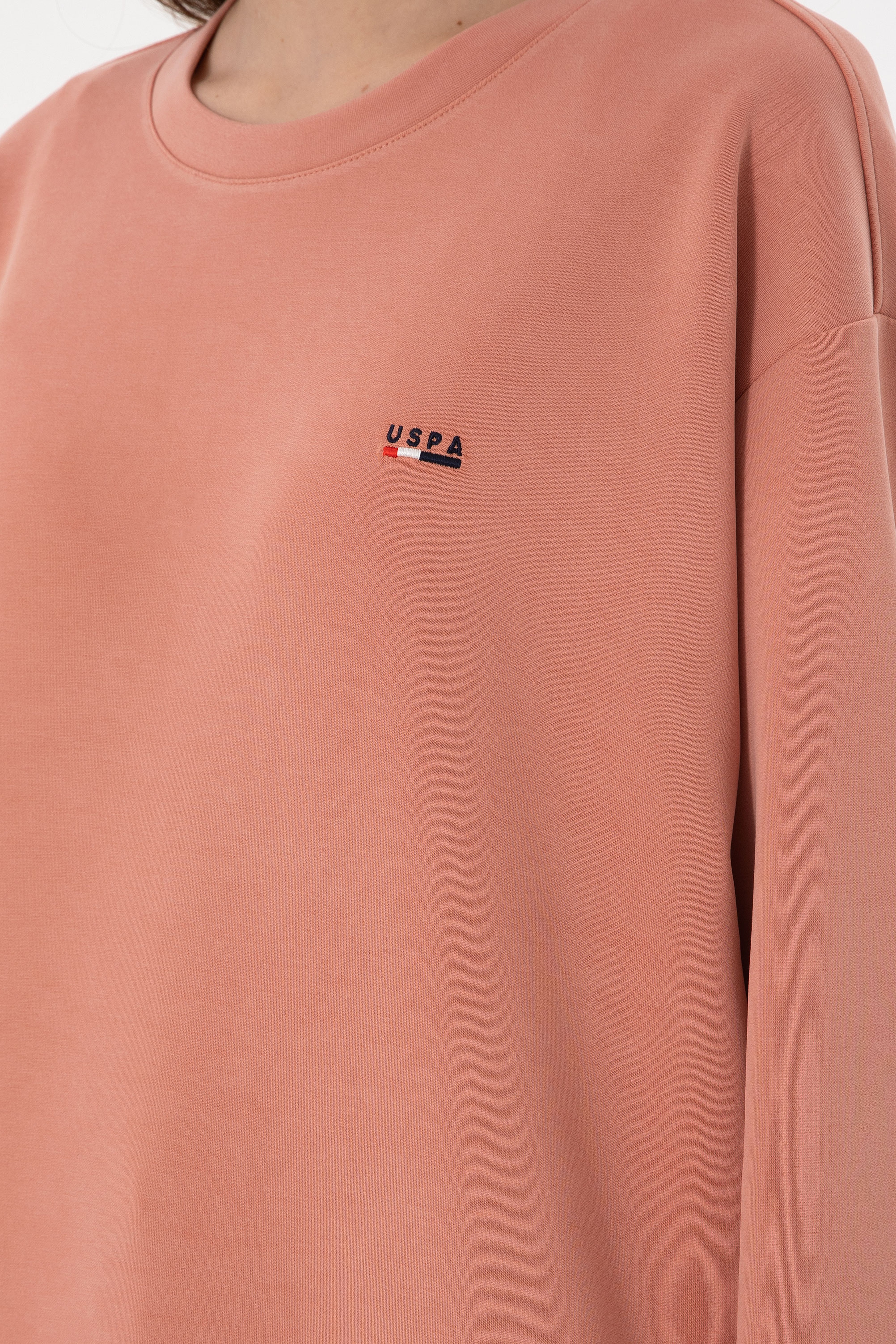Kadın Pudra Bisiklet Yaka Sweatshirt