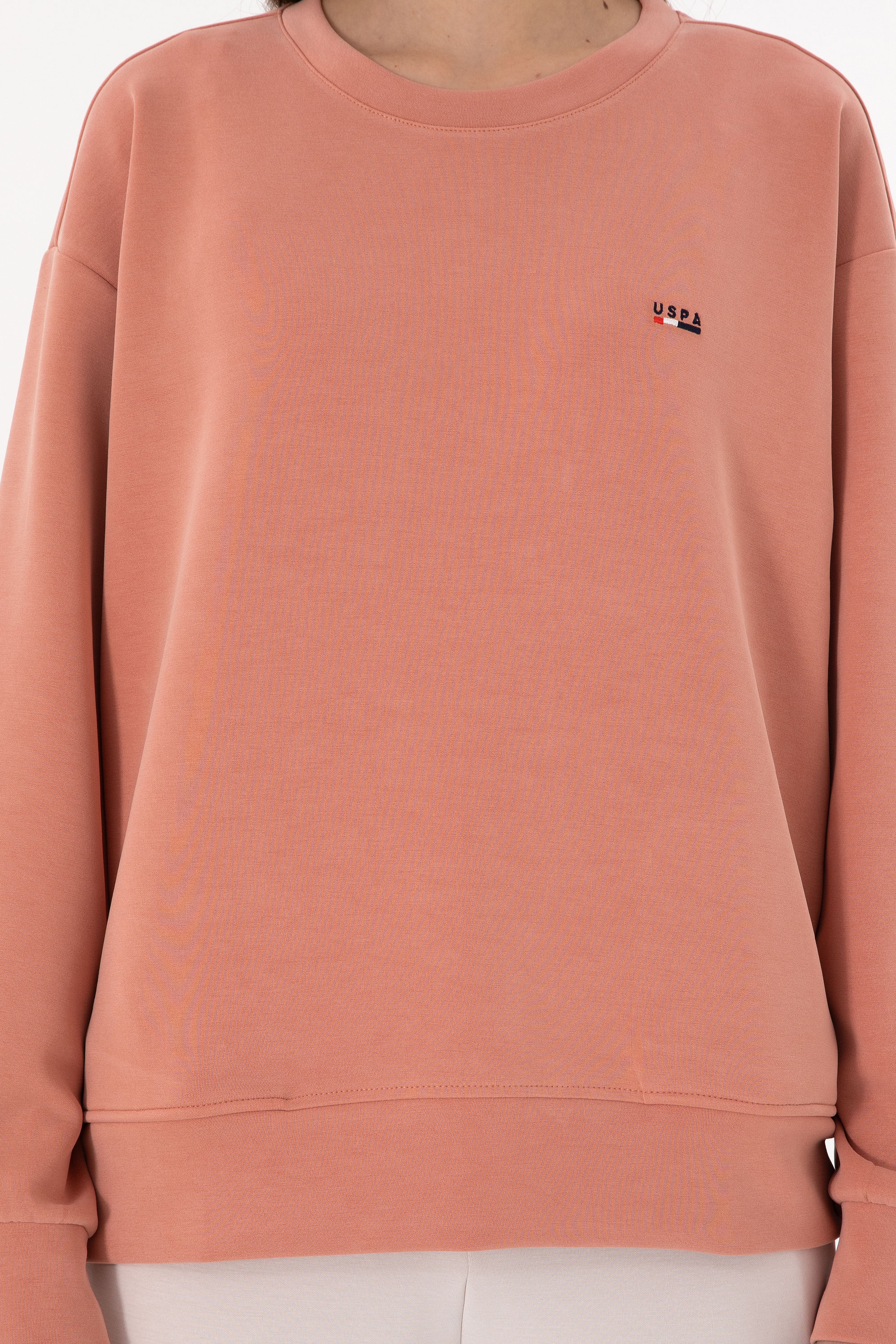 Kadın Pudra Bisiklet Yaka Sweatshirt