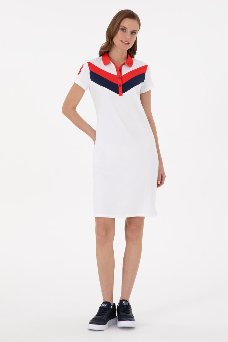 Kadın Beyaz Polo Yaka Mini Boy Örme Elbise - 50268691016