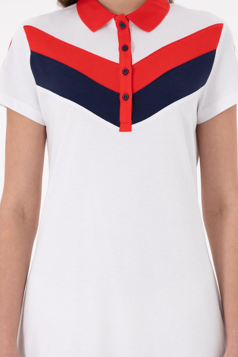 Kadın Beyaz Polo Yaka Mini Boy Örme Elbise - 50268691016