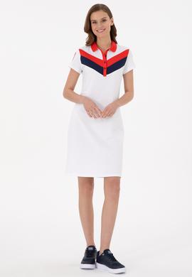 Kadın Beyaz Polo Yaka Mini Boy Örme Elbise - 50268691016