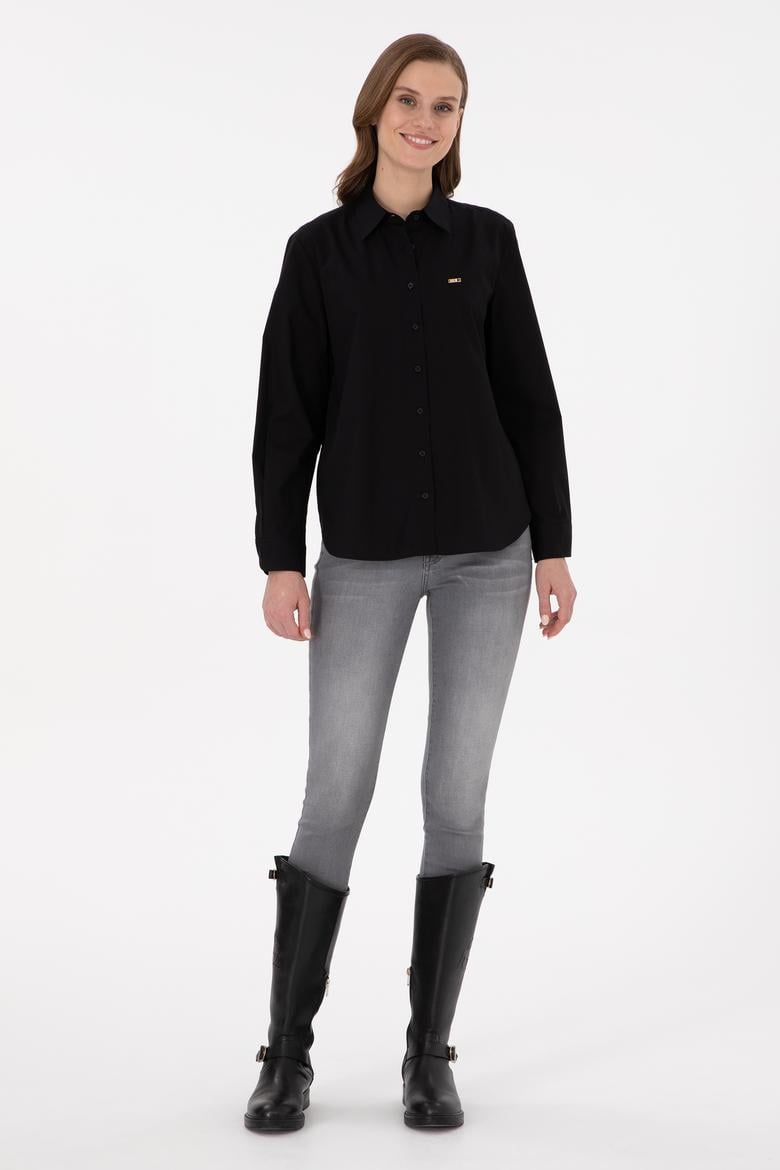 Kadın Siyah Uzun Kollu Gömlek - 50297103042