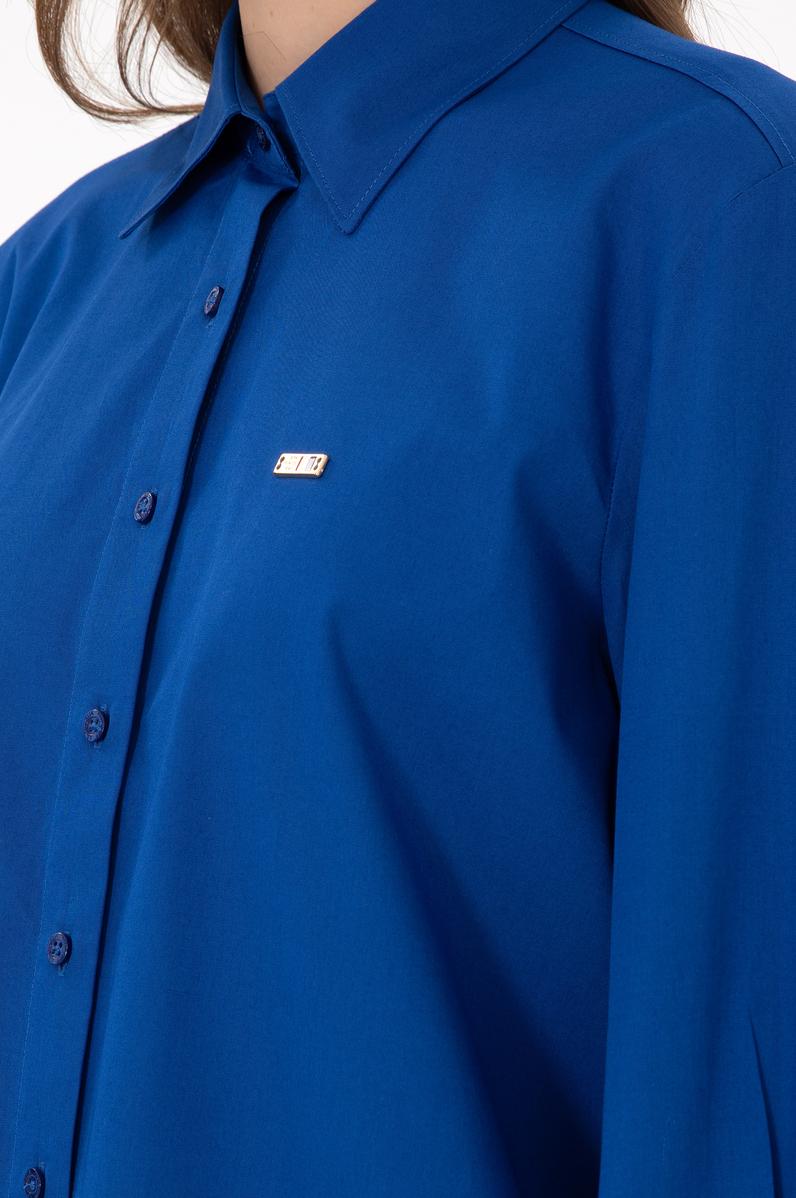 Kadın Saks Uzun Kollu Gömlek