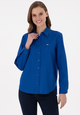 Kadın Saks Uzun Kollu Gömlek - 50297103027