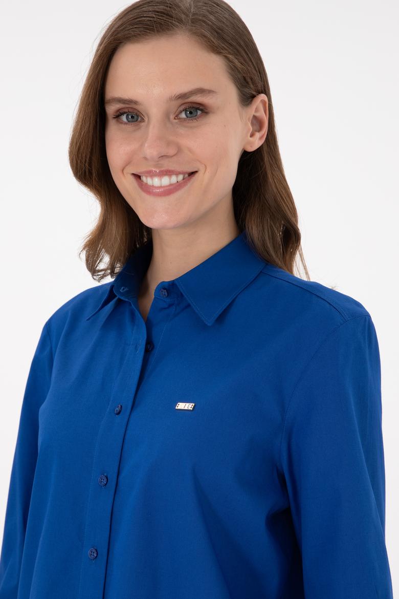 Kadın Saks Uzun Kollu Gömlek - 50297103027