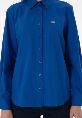 Kadın Saks Uzun Kollu Gömlek - 50297103027