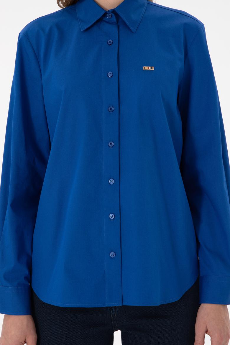 Kadın Saks Uzun Kollu Gömlek - 50297103027