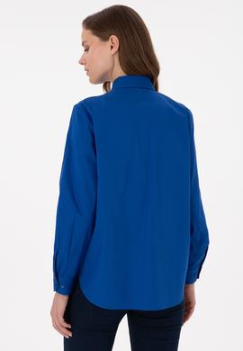 Kadın Saks Uzun Kollu Gömlek - 50297103027