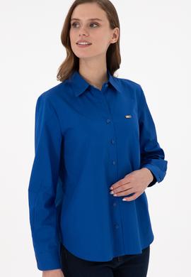 Kadın Saks Uzun Kollu Gömlek - 50297103027