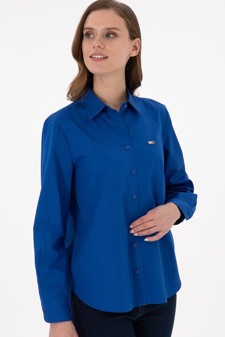 Kadın Saks Uzun Kollu Gömlek - 50297103027