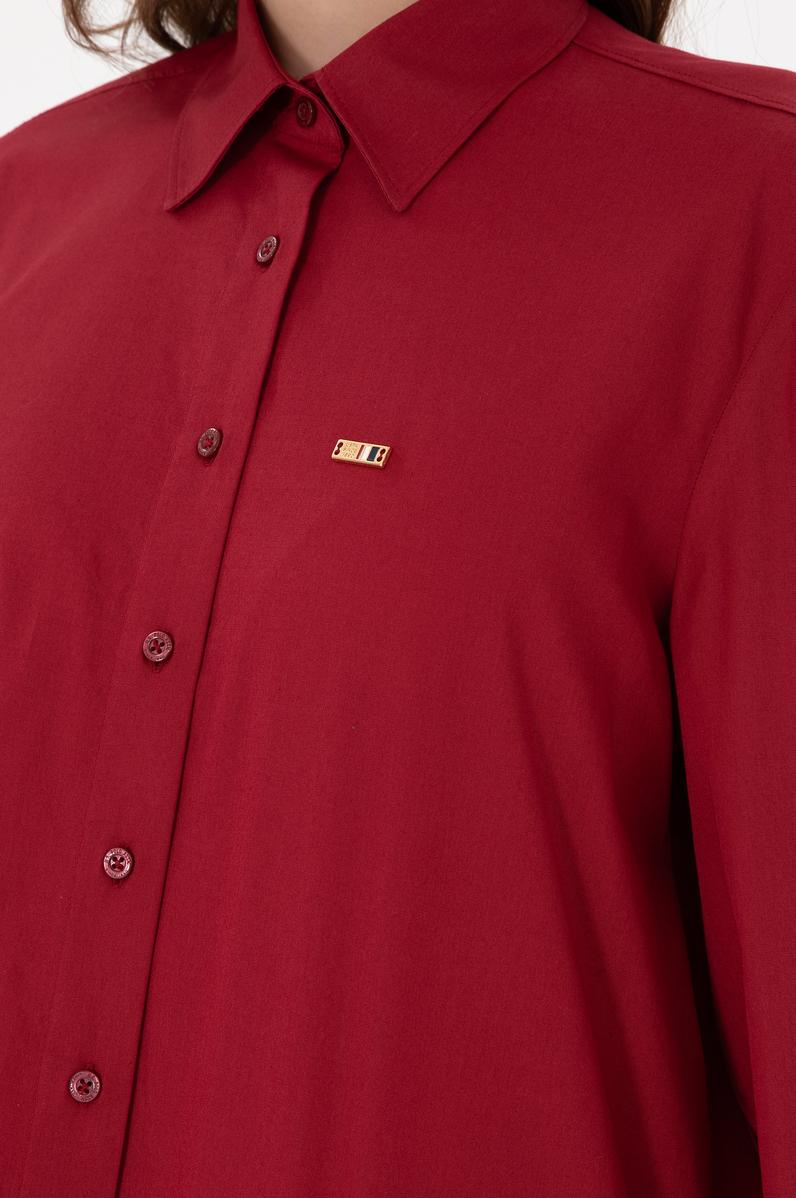 Kadın Vişne Uzun Kollu Gömlek