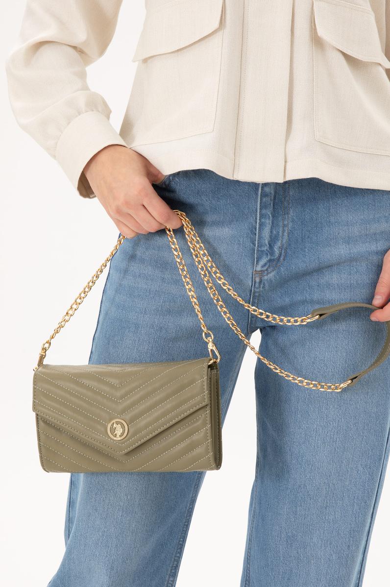 Kadın Haki Zincir Askılı Çapraz Çanta