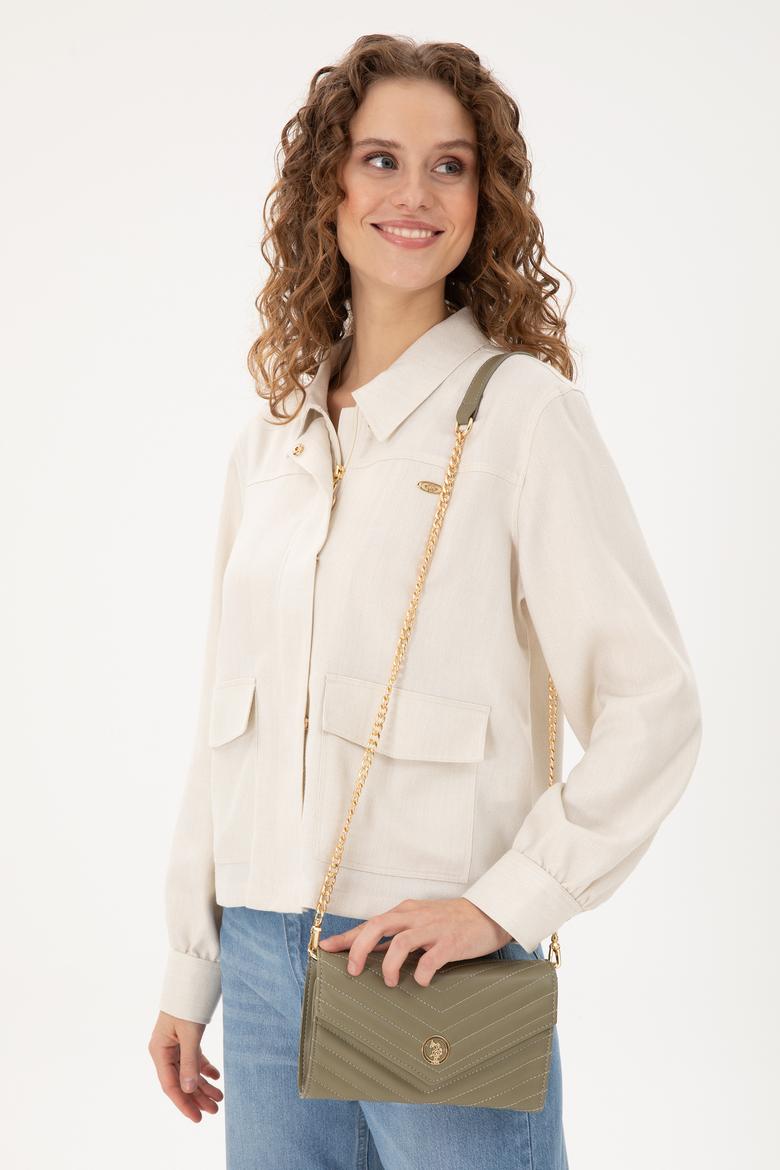 Kadın Haki Zincir Askılı Çapraz Çanta