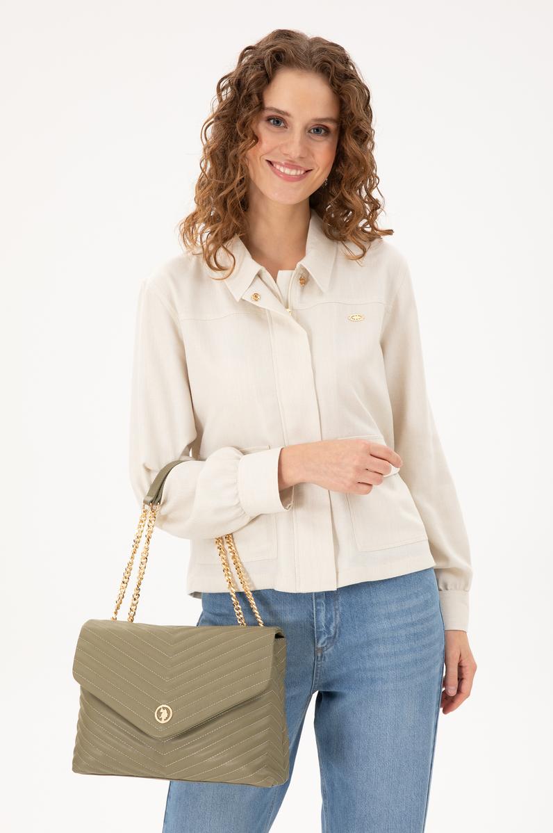 Kadın Haki Zincir Askılı Kol Çantası