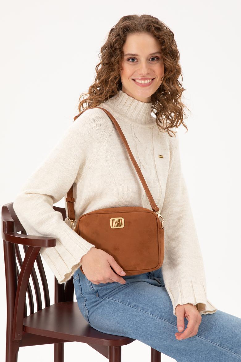 Kadın Taba Süet Çapraz Çanta