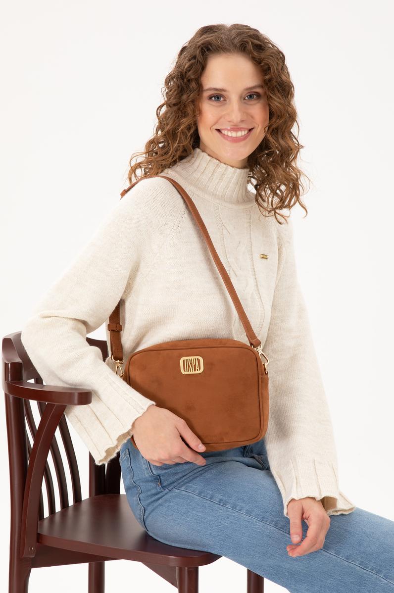 Kadın Taba Süet Çapraz Çanta