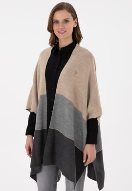 Kadın Kum Melanj Triko Panço - 50293124005