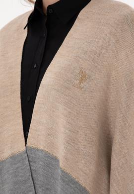 Kadın Kum Melanj Triko Panço - 50293124005