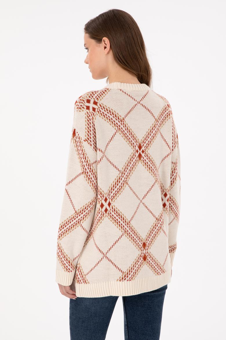 Kadın Krem Melanj Bisiklet Yaka Kazak - 50291588022