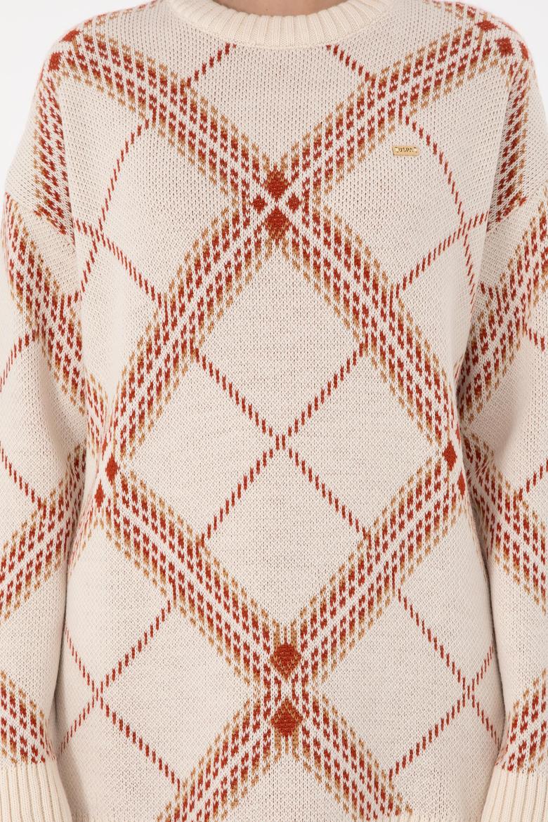 Kadın Krem Melanj Bisiklet Yaka Kazak - 50291588022